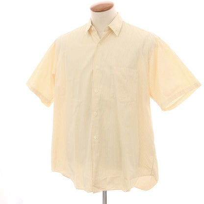 【中古】コムデギャルソンオム COMME des GARCONS HOMME コットン ストライプ レギュラーカラー 半袖シャツ イエローベージュxホワイト【 表記なし（M位） 】【 状態ランクB 】【 メンズ 】