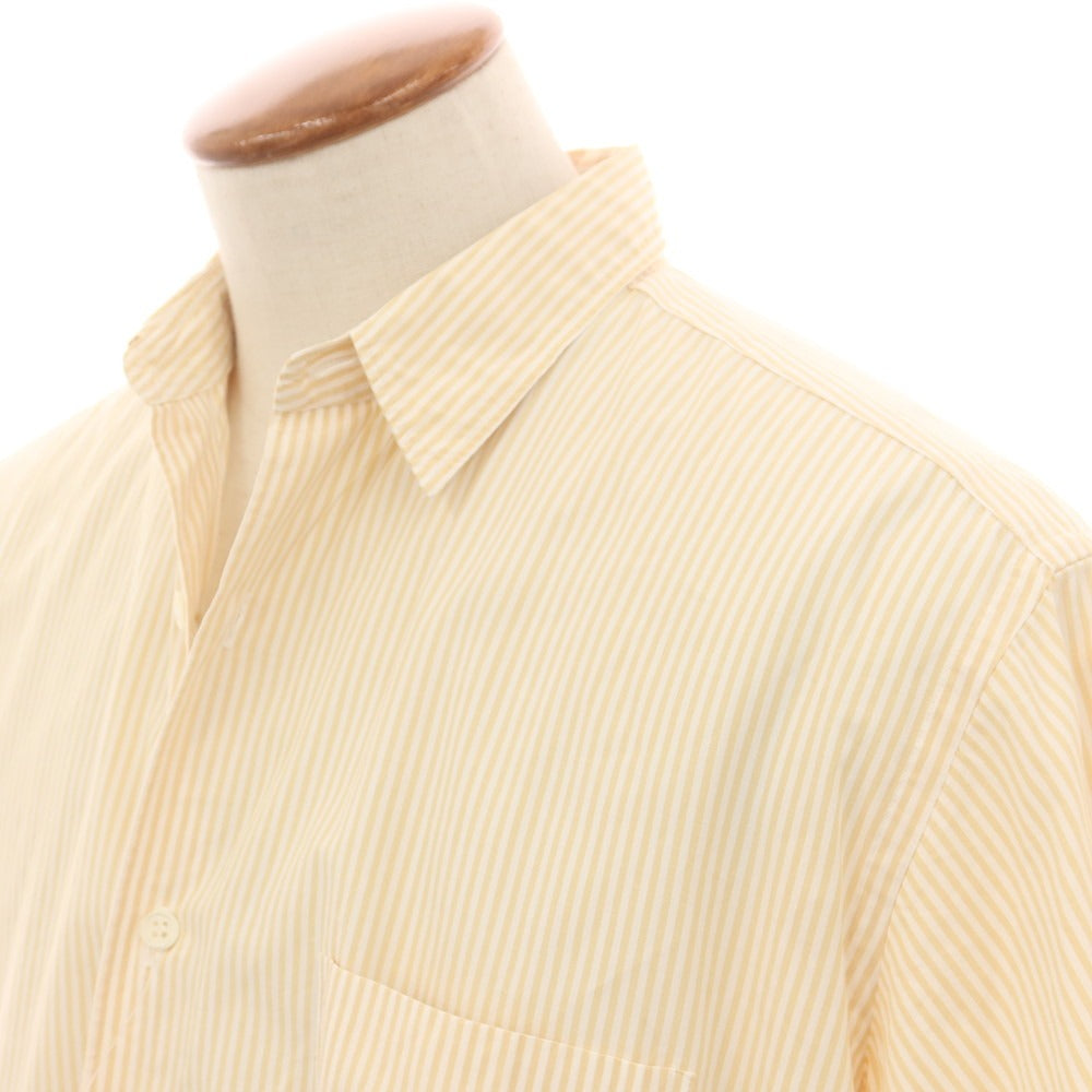 【中古】コムデギャルソンオム COMME des GARCONS HOMME コットン ストライプ レギュラーカラー 半袖シャツ イエローベージュxホワイト【 表記なし（M位） 】【 状態ランクB 】【 メンズ 】