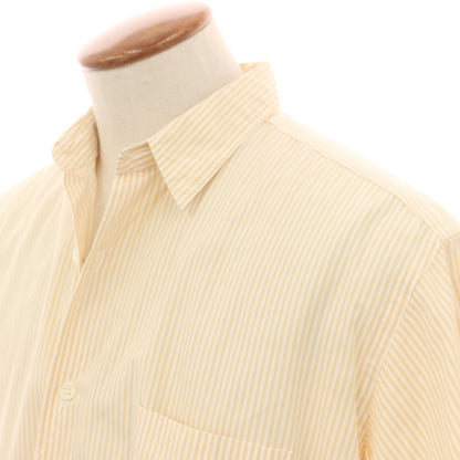 【中古】コムデギャルソンオム COMME des GARCONS HOMME コットン ストライプ レギュラーカラー 半袖シャツ イエローベージュxホワイト【 表記なし（M位） 】【 状態ランクB 】【 メンズ 】