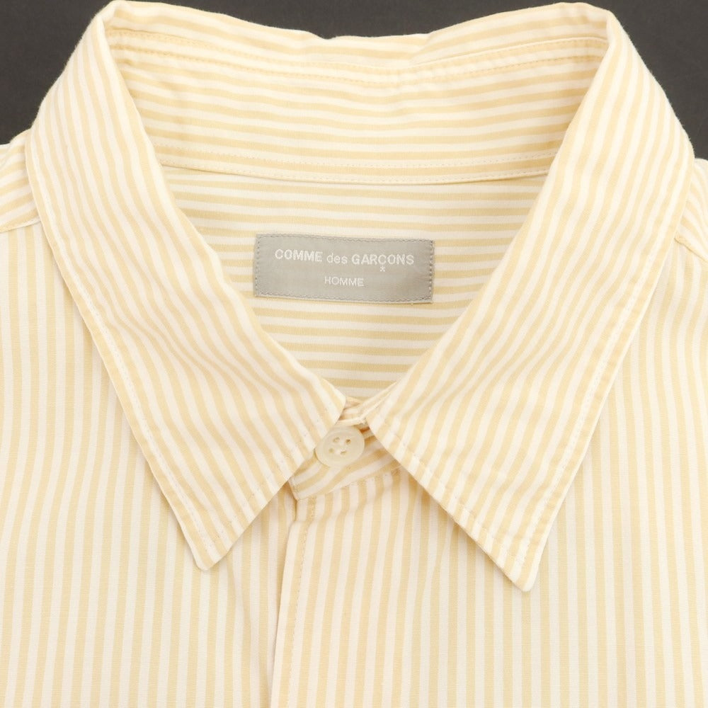 【中古】コムデギャルソンオム COMME des GARCONS HOMME コットン ストライプ レギュラーカラー 半袖シャツ イエローベージュxホワイト【 表記なし（M位） 】【 状態ランクB 】【 メンズ 】