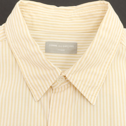 【中古】コムデギャルソンオム COMME des GARCONS HOMME コットン ストライプ レギュラーカラー 半袖シャツ イエローベージュxホワイト【 表記なし（M位） 】【 状態ランクB 】【 メンズ 】