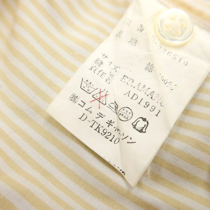 【中古】コムデギャルソンオム COMME des GARCONS HOMME コットン ストライプ レギュラーカラー 半袖シャツ イエローベージュxホワイト【 表記なし（M位） 】【 状態ランクB 】【 メンズ 】
