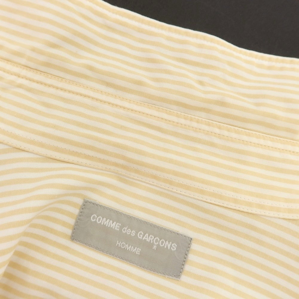 【中古】コムデギャルソンオム COMME des GARCONS HOMME コットン ストライプ レギュラーカラー 半袖シャツ イエローベージュxホワイト【 表記なし（M位） 】【 状態ランクB 】【 メンズ 】