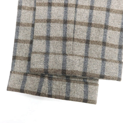 【中古】ヴィガーノ VIGANO ウール チェック ドレススラックスパンツ グレージュxブラウン【 48 】【 状態ランクC 】【 メンズ 】