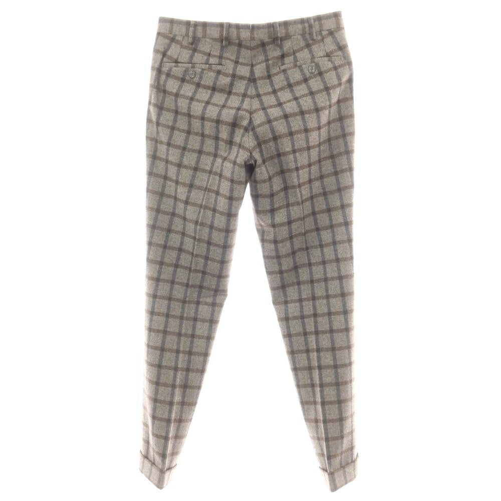 【中古】ヴィガーノ VIGANO ウール チェック ドレススラックスパンツ グレージュxブラウン【 48 】【 状態ランクC 】【 メンズ 】