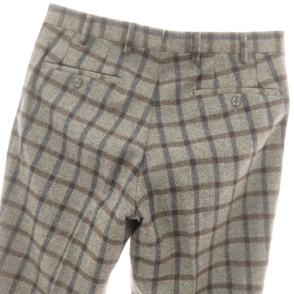 【中古】ヴィガーノ VIGANO ウール チェック ドレススラックスパンツ グレージュxブラウン【 48 】【 状態ランクC 】【 メンズ 】