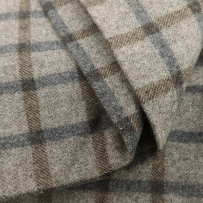 【中古】ヴィガーノ VIGANO ウール チェック ドレススラックスパンツ グレージュxブラウン【 48 】【 状態ランクC 】【 メンズ 】