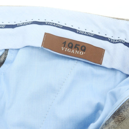 【中古】ヴィガーノ VIGANO ウール チェック ドレススラックスパンツ グレージュxブラウン【 48 】【 状態ランクC 】【 メンズ 】