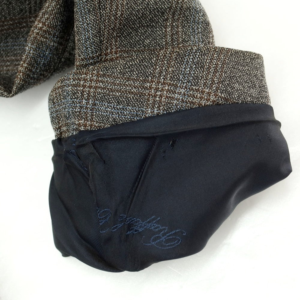 【中古】カルーゾ CARUSO チェック ウール テーラードジャケット ダークグレーxブルー【 46 】【 状態ランクC 】【 メンズ 】