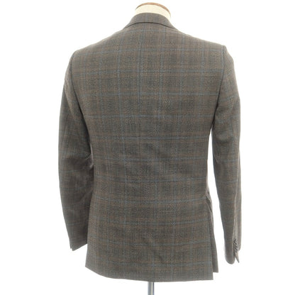 【中古】カルーゾ CARUSO チェック ウール テーラードジャケット ダークグレーxブルー【 46 】【 状態ランクC 】【 メンズ 】