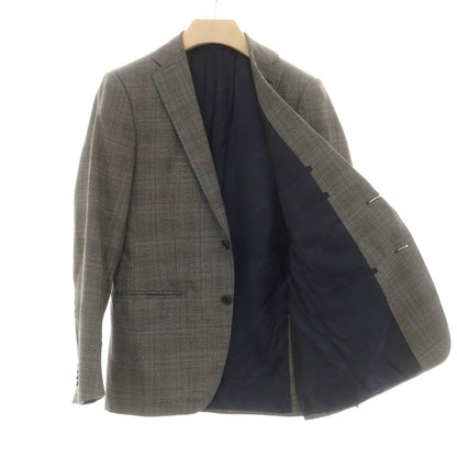 【中古】カルーゾ CARUSO チェック ウール テーラードジャケット ダークグレーxブルー【 46 】【 状態ランクC 】【 メンズ 】