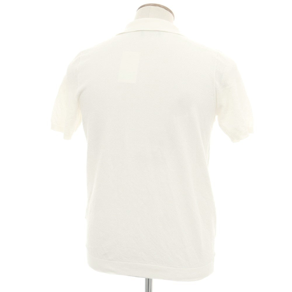 【中古】ロベルトコリーナ ROBERTO COLLINA コットン スキッパー 半袖 ポロニット ホワイト【 48 】【 状態ランクC 】【 メンズ 】