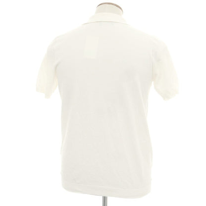 【中古】ロベルトコリーナ ROBERTO COLLINA コットン スキッパー 半袖 ポロニット ホワイト【 48 】【 状態ランクC 】【 メンズ 】