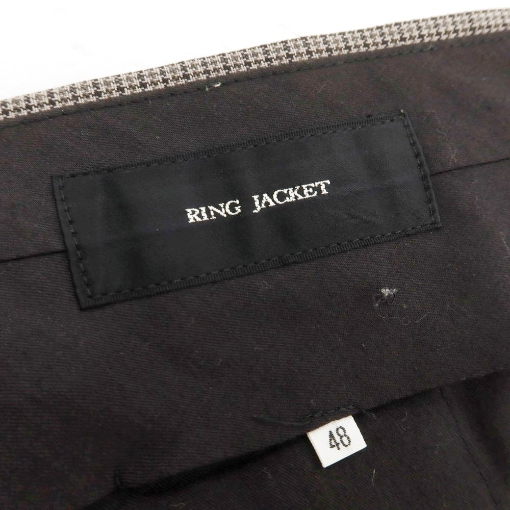 【中古】リングヂャケット RING JACKET ウール チェック ドレススラックスパンツ アッシュブラウンxグレー【 48 】【 状態ランクC 】【 メンズ 】