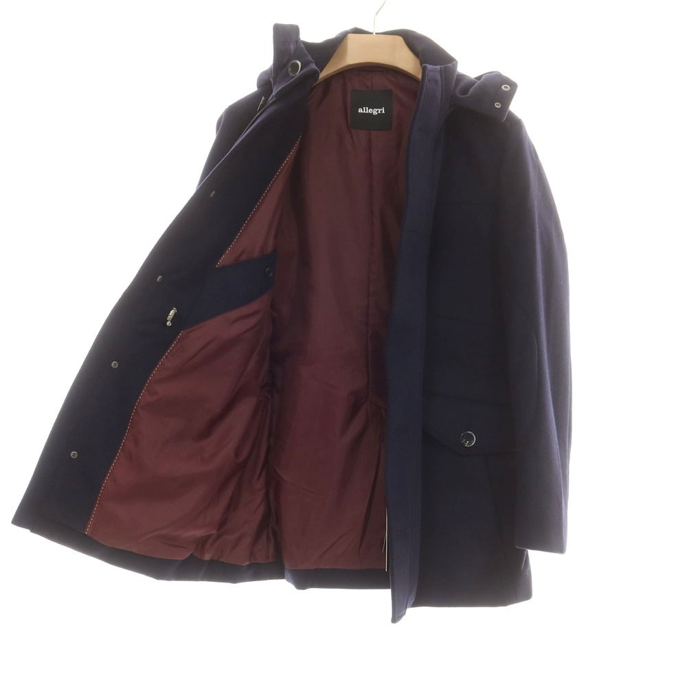 【中古】【未使用】アレグリ Allegri ウール フーデッドコート ネイビー【 46 】【 状態ランクS 】【 メンズ 】