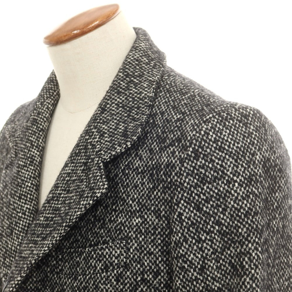【中古】アレグリ Allegri ウールシルク チェック チェスターフィールドコート ブラックxホワイト【サイズ46】【 状態ランクB 】【 メンズ 】 [DPD]
