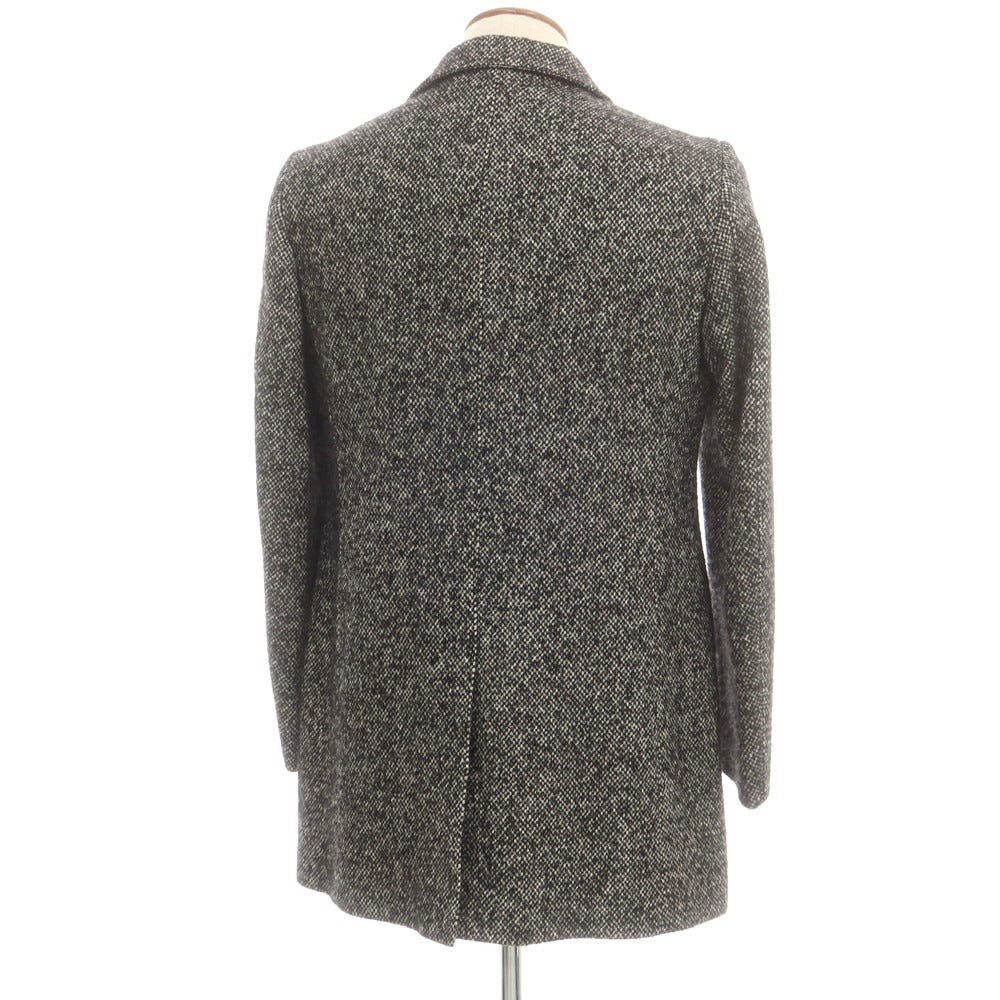 【中古】アレグリ Allegri ウールシルク チェック チェスターフィールドコート ブラックxホワイト【サイズ46】【 状態ランクB 】【 メンズ 】 [DPD]