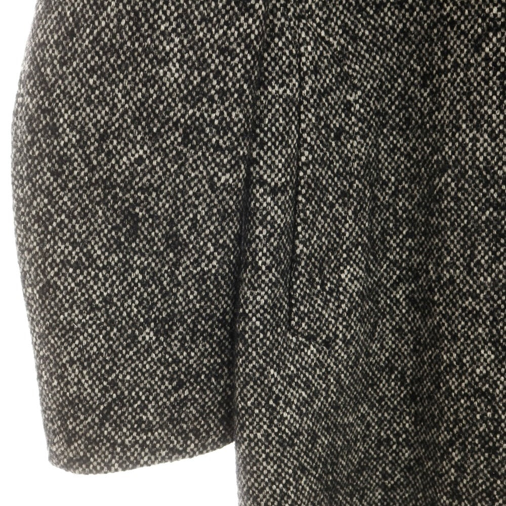 【中古】アレグリ Allegri ウールシルク チェック チェスターフィールドコート ブラックxホワイト【サイズ46】【 状態ランクB 】【 メンズ 】 [DPD]