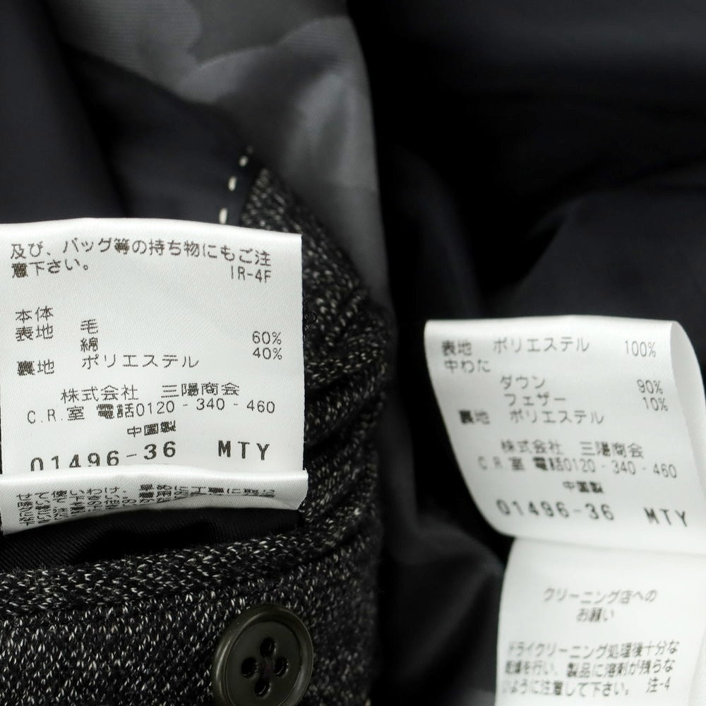 【中古】【未使用】アレグリ Allegri ウールコットン ダウンベスト付き 2B カジュアルジャケット ブラックxホワイト【 46 】【 状態ランクS 】【 メンズ 】