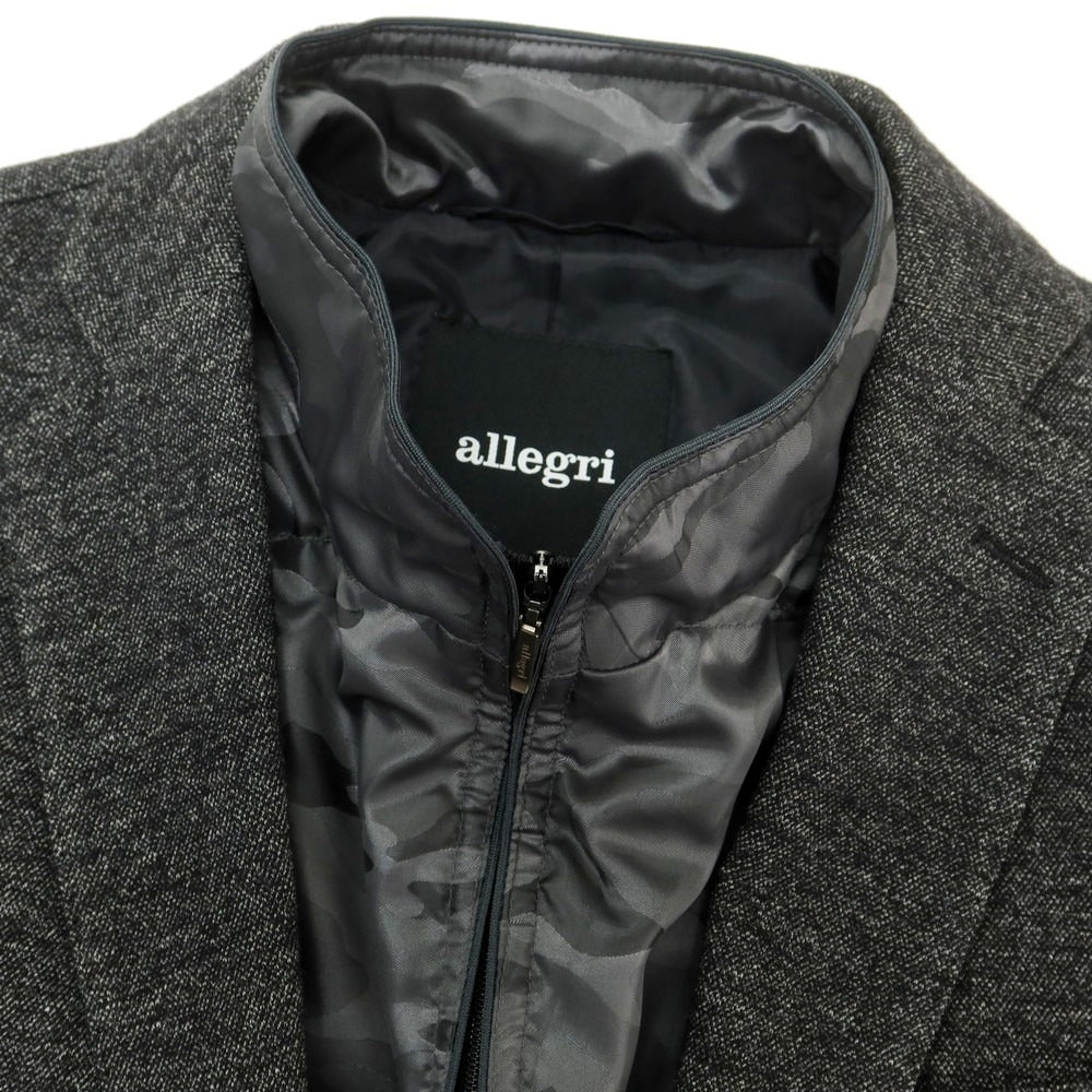 【中古】【未使用】アレグリ Allegri ウールコットン ダウンベスト付き 2B カジュアルジャケット ブラックxホワイト【 46 】【 状態ランクS 】【 メンズ 】