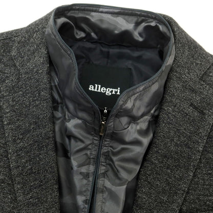 【中古】【未使用】アレグリ Allegri ウールコットン ダウンベスト付き 2B カジュアルジャケット ブラックxホワイト【 46 】【 状態ランクS 】【 メンズ 】