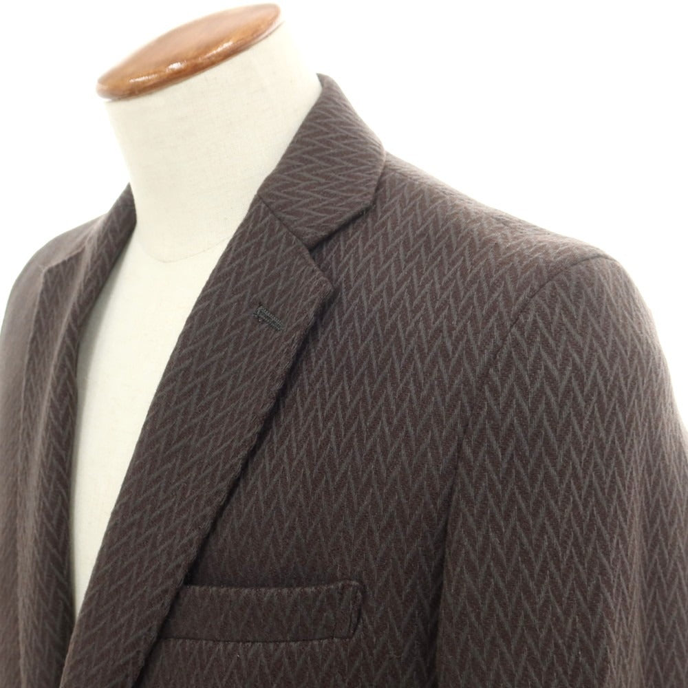 【中古】【未使用】アレグリ Allegri ウールナイロン カジュアルジャケット ブラウンxカーキグレー【 46 】【 状態ランクS 】【 メンズ 】