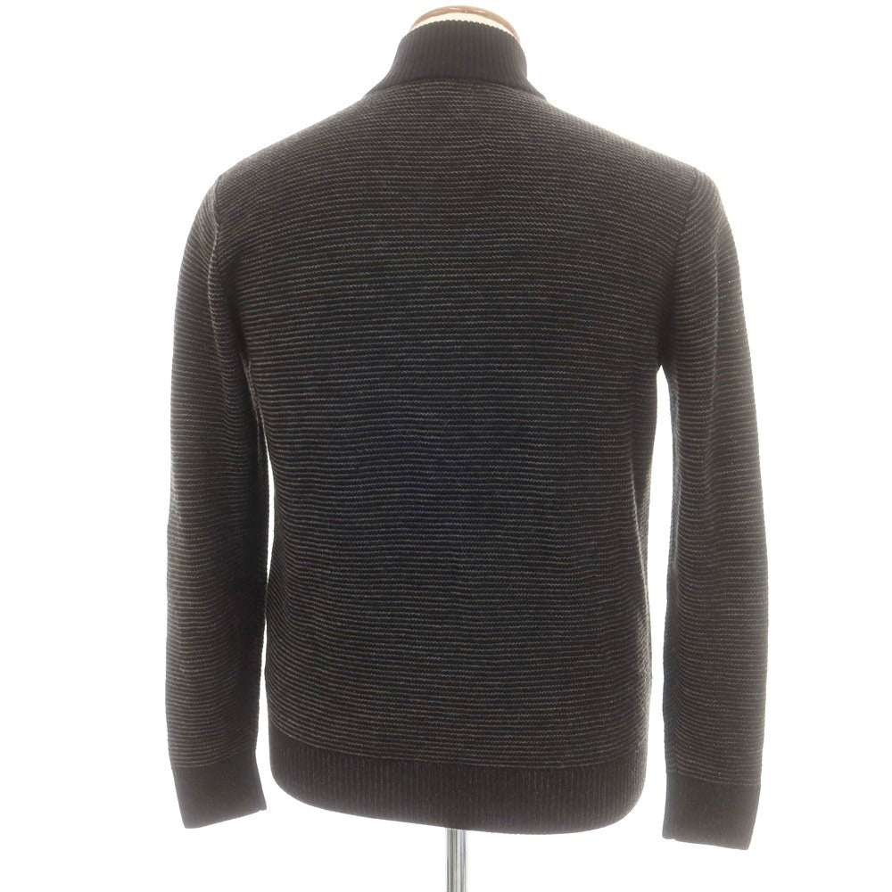 【中古】アレグリ Allegri ウールアクリル ジップアップ カーディガン ブラックxグレー【 46 】【 状態ランクA 】【 メンズ 】