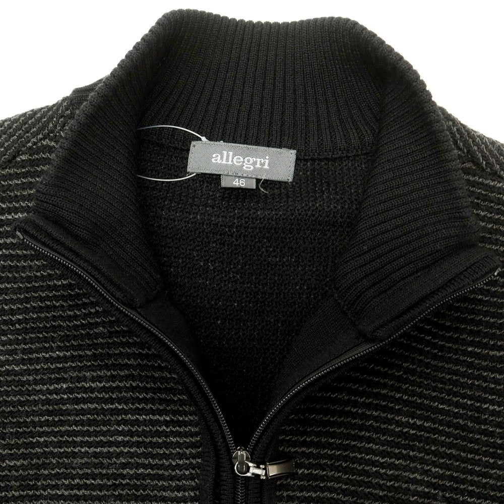 【中古】アレグリ Allegri ウールアクリル ジップアップ カーディガン ブラックxグレー【 46 】【 状態ランクA 】【 メンズ 】