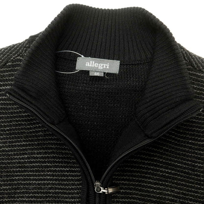 【中古】アレグリ Allegri ウールアクリル ジップアップ カーディガン ブラックxグレー【 46 】【 状態ランクA 】【 メンズ 】