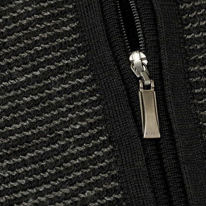 【中古】アレグリ Allegri ウールアクリル ジップアップ カーディガン ブラックxグレー【 46 】【 状態ランクA 】【 メンズ 】