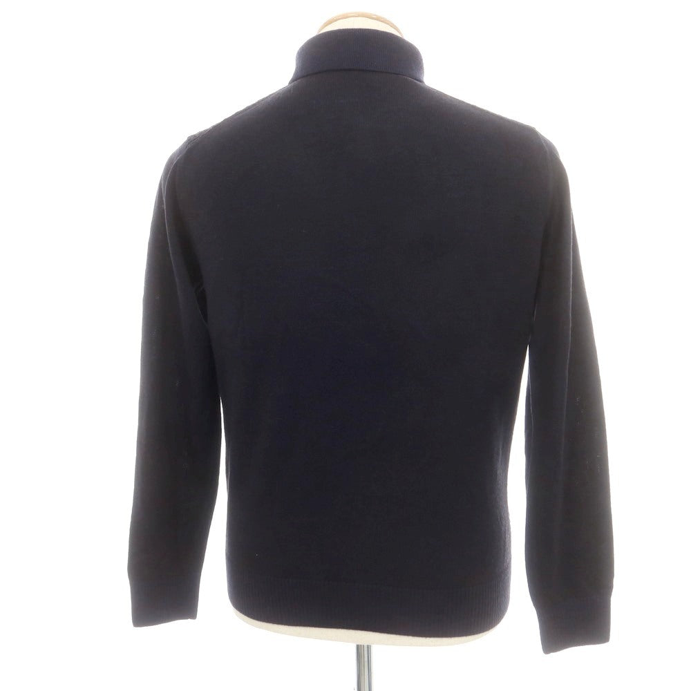 【中古】アレグリ Allegri ウールアクリル ハーフジップ 襟付き プルオーバーニット ネイビー【 46 】【 状態ランクA 】【 メンズ 】