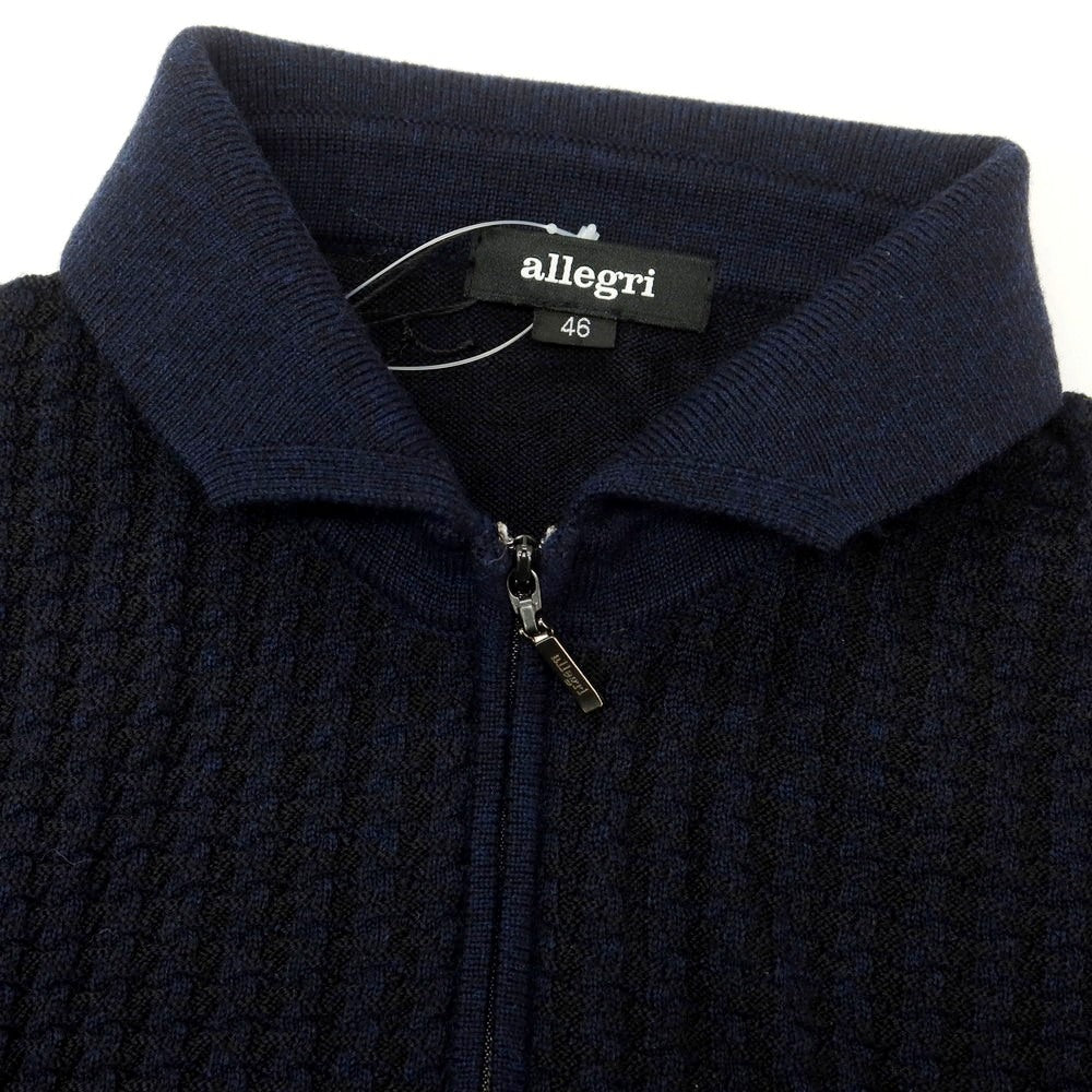 【中古】アレグリ Allegri ウールアクリル ハーフジップ 襟付き プルオーバーニット ネイビー【 46 】【 状態ランクA 】【 メンズ 】