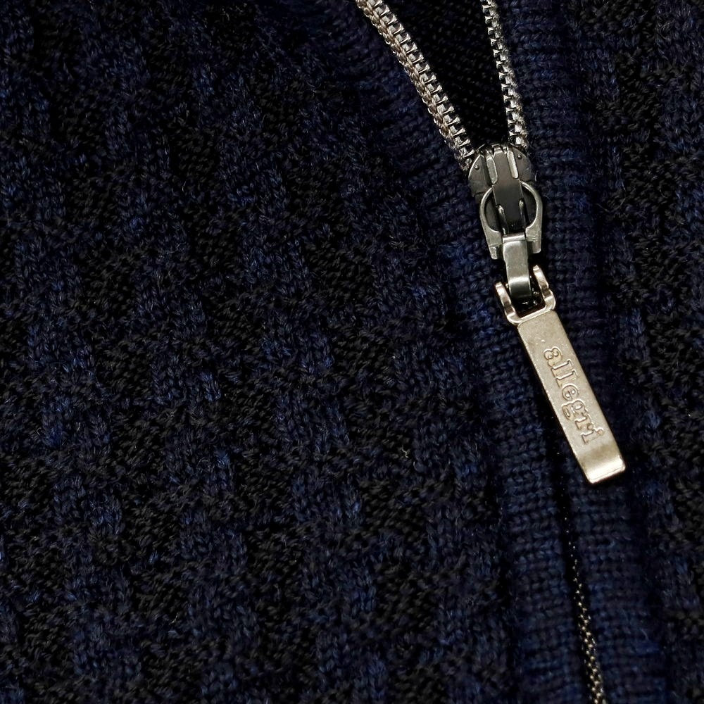 【中古】アレグリ Allegri ウールアクリル ハーフジップ 襟付き プルオーバーニット ネイビー【 46 】【 状態ランクA 】【 メンズ 】
