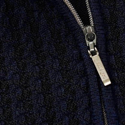 【中古】アレグリ Allegri ウールアクリル ハーフジップ 襟付き プルオーバーニット ネイビー【 46 】【 状態ランクA 】【 メンズ 】