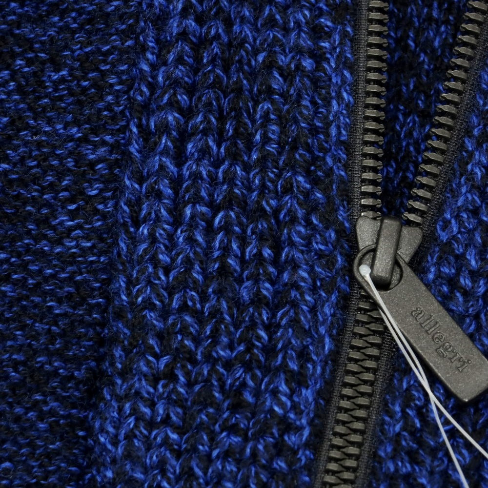 【中古】アレグリ Allegri ウールアクリル ジップアップ ニット パーカー ブルーxブラック【 46 】【 状態ランクA 】【 メンズ 】