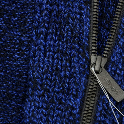 【中古】アレグリ Allegri ウールアクリル ジップアップ ニット パーカー ブルーxブラック【 46 】【 状態ランクA 】【 メンズ 】