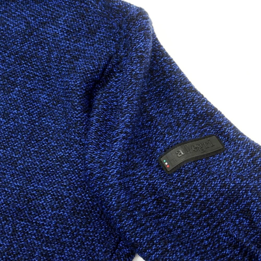 【中古】アレグリ Allegri ウールアクリル ジップアップ ニット パーカー ブルーxブラック【 46 】【 状態ランクA 】【 メンズ 】