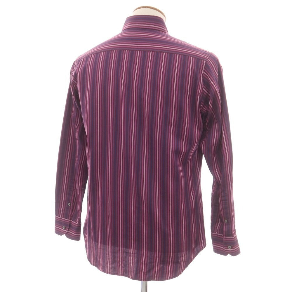 【中古】アレグリ Allegri コットン ストライプ スナップダウン カジュアルシャツ パープル【 46 】【 状態ランクB 】【 メンズ 】