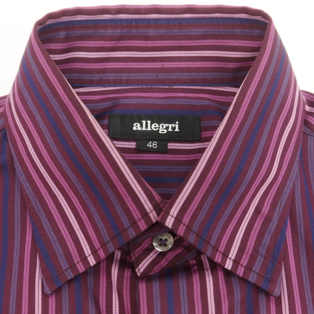 【中古】アレグリ Allegri コットン ストライプ スナップダウン カジュアルシャツ パープル【 46 】【 状態ランクB 】【 メンズ 】