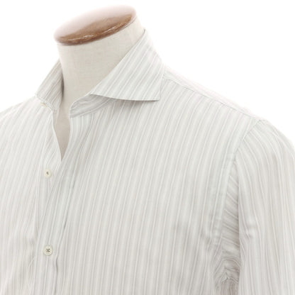 【中古】アレグリ Allegri コットン ストライプ ホリゾンタルカラー ドレスシャツ ホワイトxグレー【 46 】【 状態ランクB 】【 メンズ 】