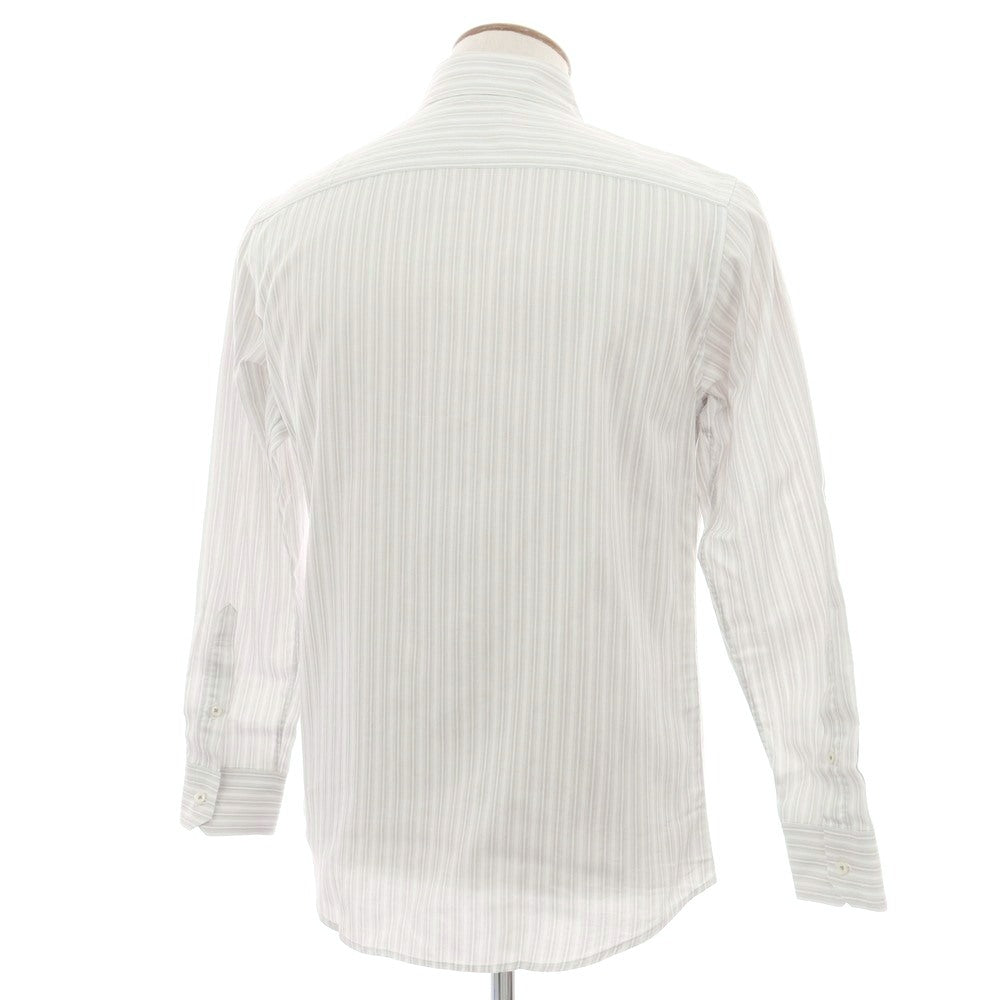 【中古】アレグリ Allegri コットン ストライプ ホリゾンタルカラー ドレスシャツ ホワイトxグレー【 46 】【 状態ランクB 】【 メンズ 】