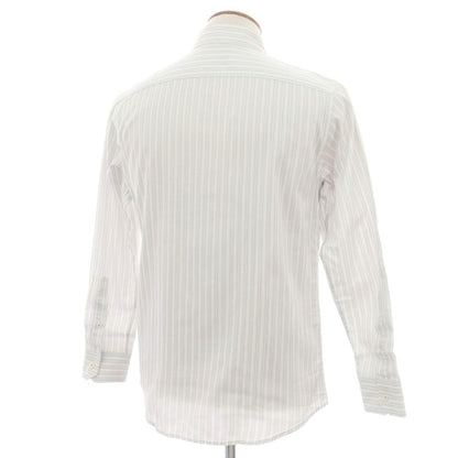 【中古】アレグリ Allegri コットン ストライプ ホリゾンタルカラー ドレスシャツ ホワイトxグレー【 46 】【 状態ランクB 】【 メンズ 】