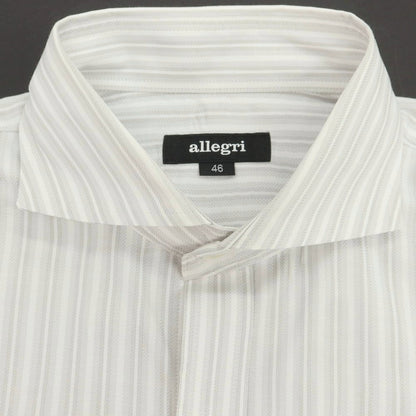 【中古】アレグリ Allegri コットン ストライプ ホリゾンタルカラー ドレスシャツ ホワイトxグレー【 46 】【 状態ランクB 】【 メンズ 】
