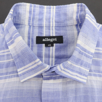 【中古】アレグリ Allegri コットンテンセルポリウレタン ボーダー 半袖シャツ ブルーxホワイト【 48 】【 状態ランクB 】【 メンズ 】