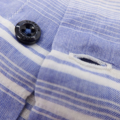 【中古】アレグリ Allegri コットンテンセルポリウレタン ボーダー 半袖シャツ ブルーxホワイト【 48 】【 状態ランクB 】【 メンズ 】