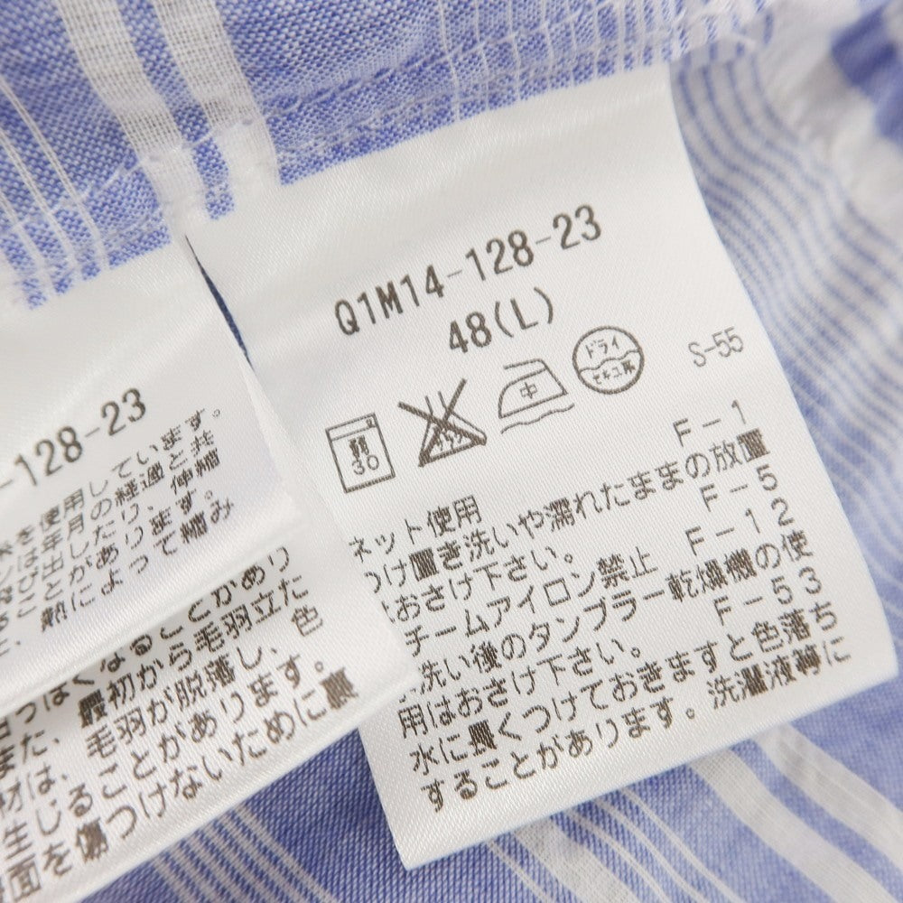 【中古】アレグリ Allegri コットンテンセルポリウレタン ボーダー 半袖シャツ ブルーxホワイト【 48 】【 状態ランクB 】【 メンズ 】