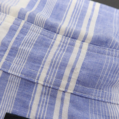 【中古】アレグリ Allegri コットンテンセルポリウレタン ボーダー 半袖シャツ ブルーxホワイト【 48 】【 状態ランクB 】【 メンズ 】