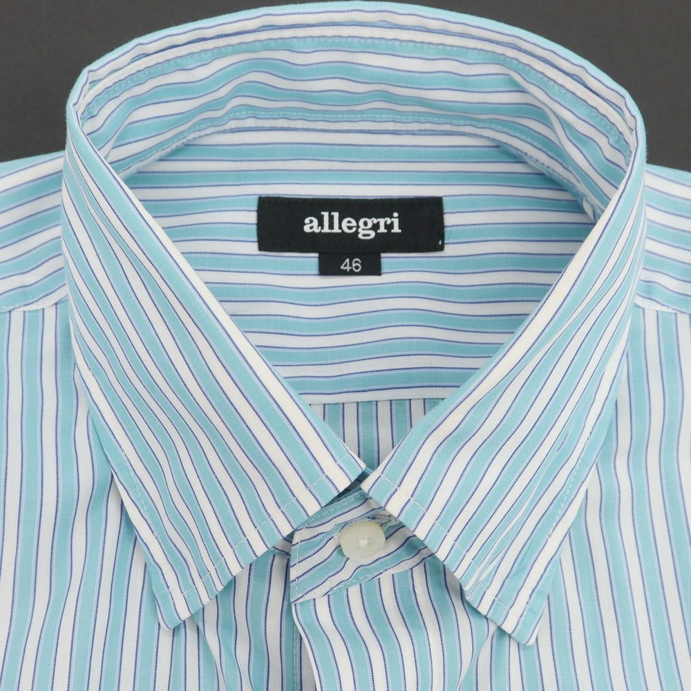 【中古】アレグリ Allegri コットン ストライプ スナップダウン ドレスシャツ ミントxホワイト【 46 】【 状態ランクB 】【 メンズ 】