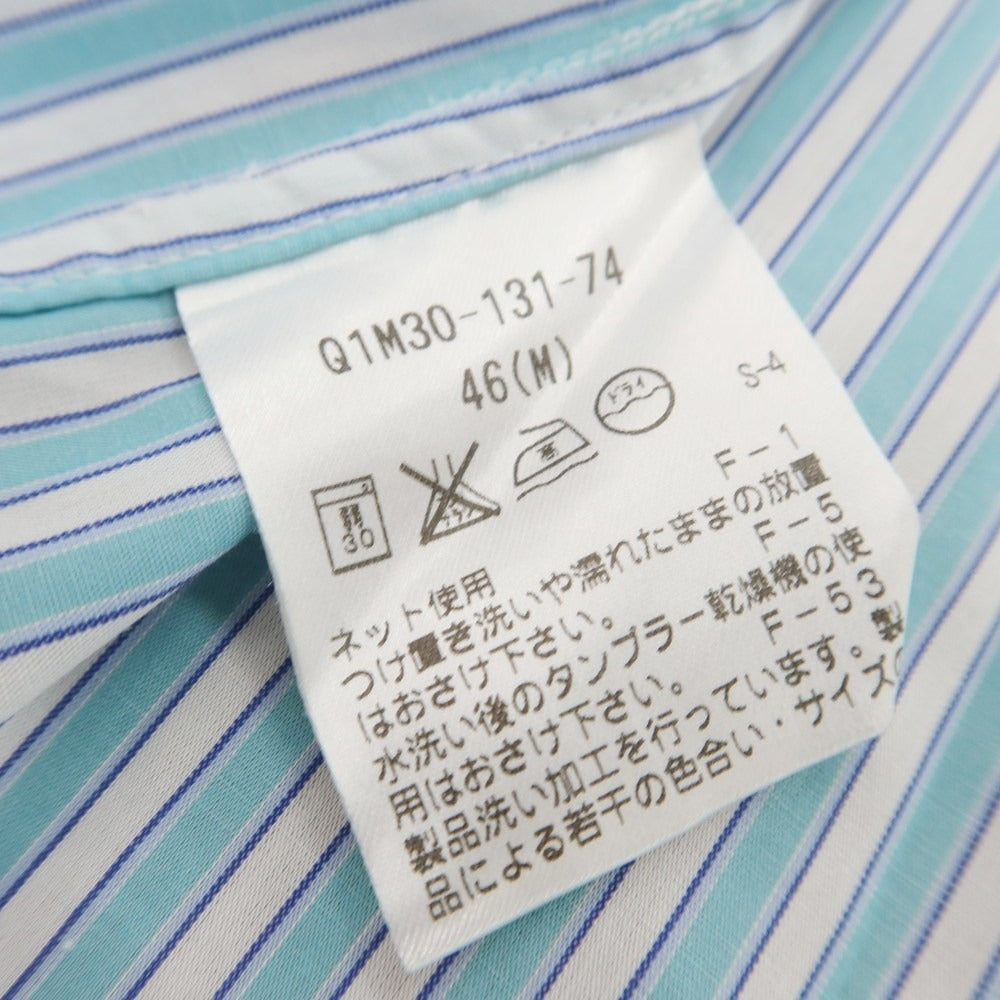 【中古】アレグリ Allegri コットン ストライプ スナップダウン ドレスシャツ ミントxホワイト【 46 】【 状態ランクB 】【 メンズ 】