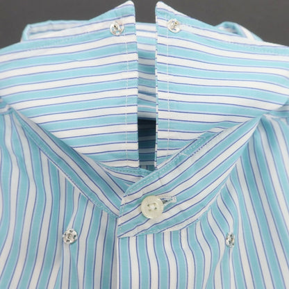 【中古】アレグリ Allegri コットン ストライプ スナップダウン ドレスシャツ ミントxホワイト【 46 】【 状態ランクB 】【 メンズ 】